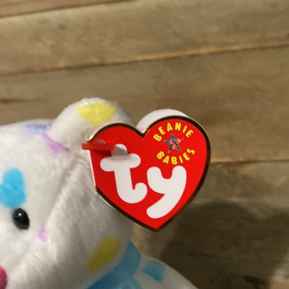 Ty Toys Ty Beanie Babies Baby Kissme The Heart Love Teddy Bear Rare